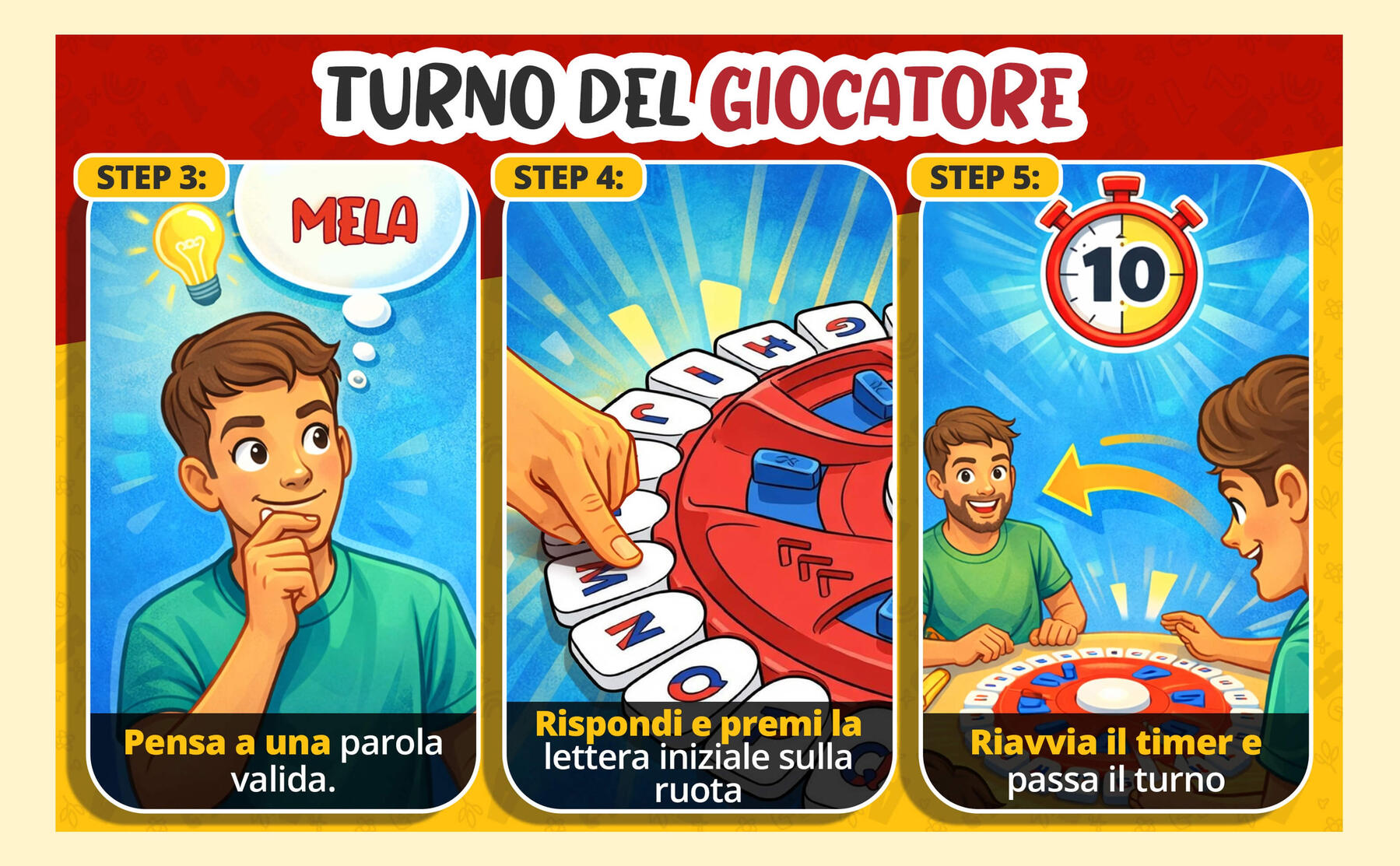 Giocatore che risponde velocemente scegliendo una parola nel gioco SUNEI
